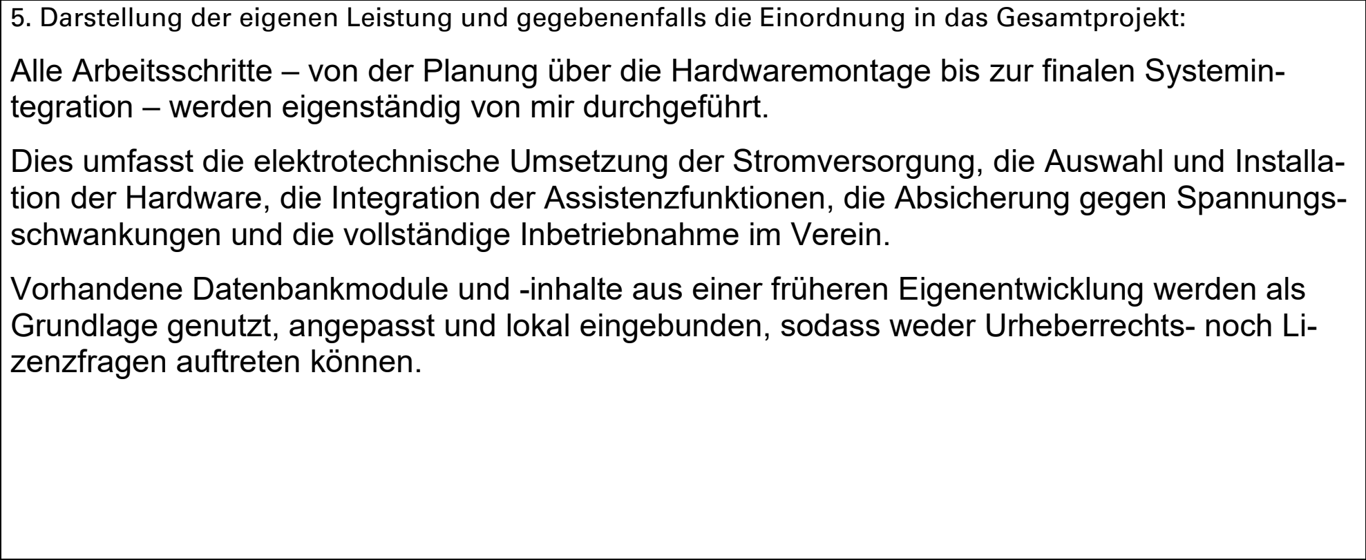 Beispiel für ein ausgefülltes Feld 5