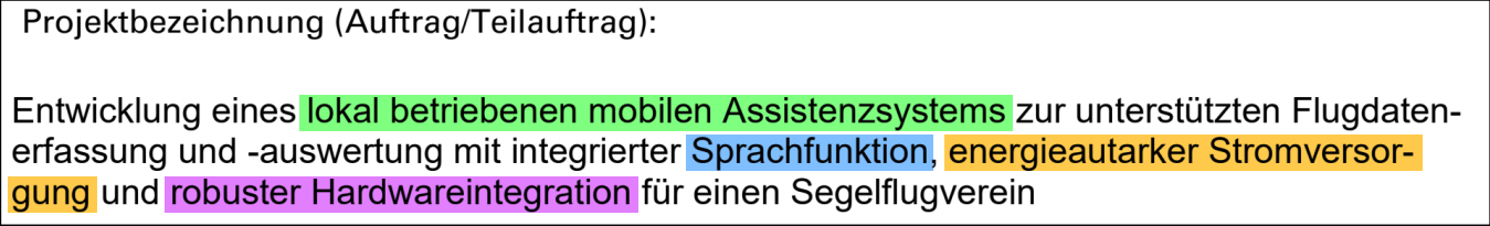 Beispiel für eine ausführliche Projektbezeichnung in einem genehmigten Projektantrag