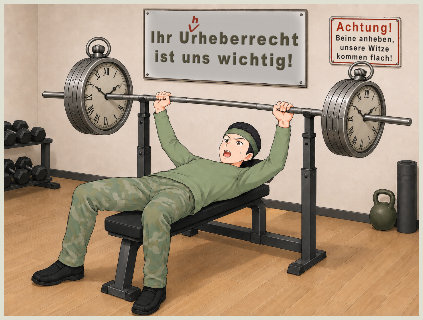 Teilnehmer im Fitness-Center nutzt sein Uhr-Heber-Recht